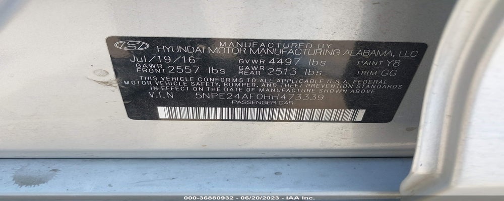 5NPE24AF0HH473339 2017 HYUNDAI SONATA photo no. 9