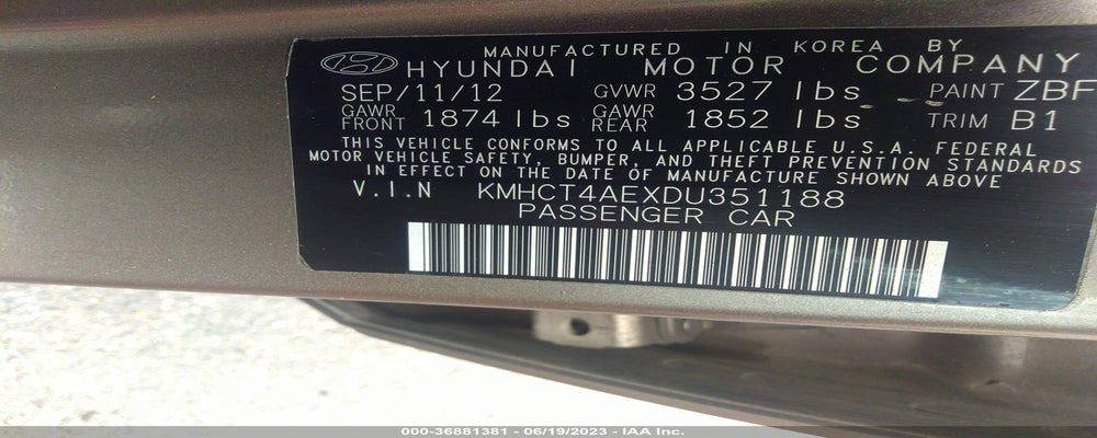 KMHCT4AEXDU351188 2013 HYUNDAI ACCENT photo no. 9