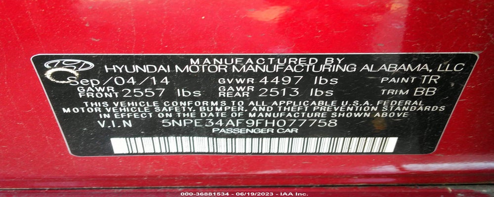 5NPE34AF9FH077758 2015 HYUNDAI SONATA photo no. 9