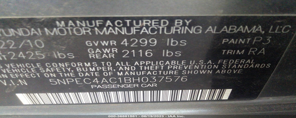 5NPEC4AC1BH037576 2011 HYUNDAI SONATA photo no. 9