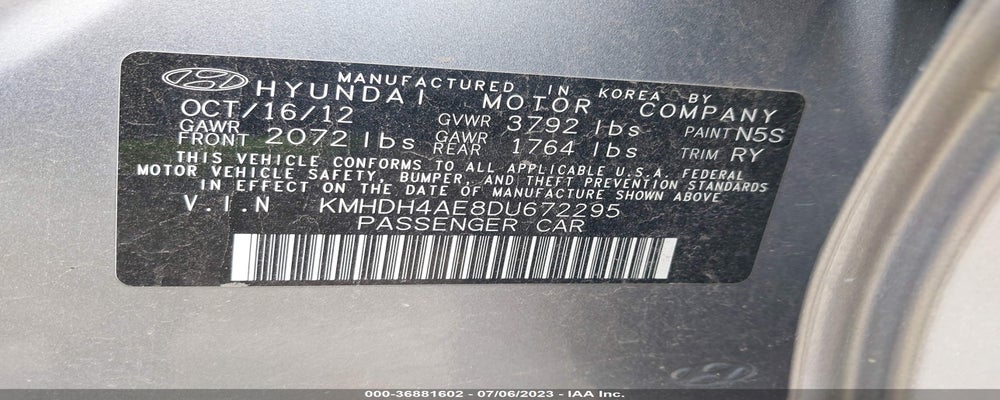 KMHDH4AE8DU672295 2013 HYUNDAI ELANTRA photo no. 9