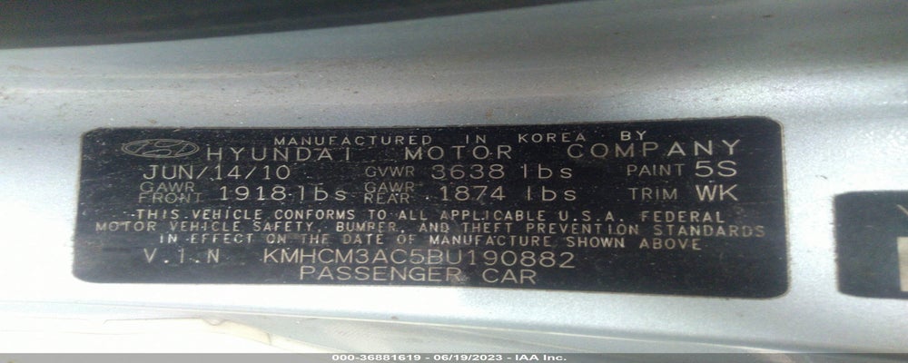 KMHCM3AC5BU190882 2011 HYUNDAI ACCENT photo no. 9