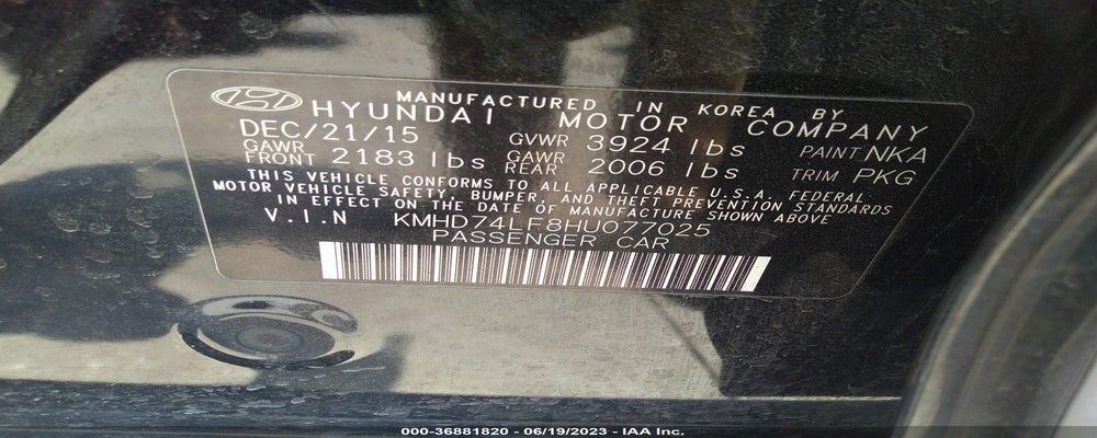 KMHD74LF8HU077025 2017 HYUNDAI ELANTRA photo no. 9