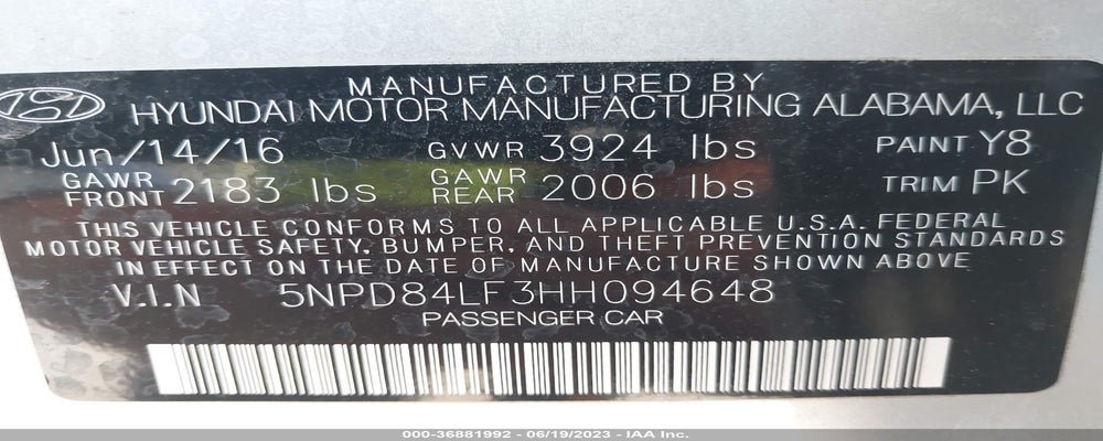 5NPD84LF3HH094648 2017 HYUNDAI ELANTRA photo no. 9