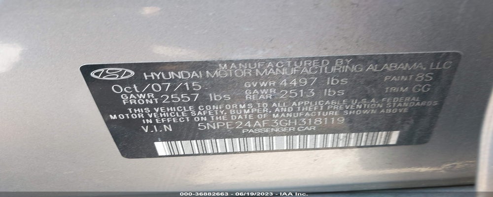 5NPE24AF3GH318119 2016 HYUNDAI SONATA photo no. 9