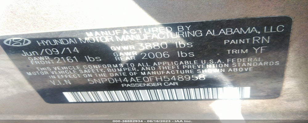 5NPDH4AE0FH548958 2015 HYUNDAI ELANTRA photo no. 9