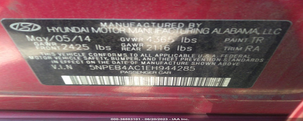 5NPEB4AC1EH944285 2014 HYUNDAI SONATA photo no. 9