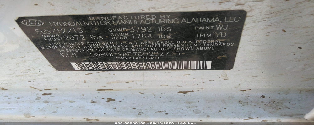 5NPDH4AE7DH292735 2013 HYUNDAI ELANTRA photo no. 9