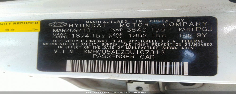 KMHCU5AE2DU107313 2013 HYUNDAI ACCENT photo no. 9