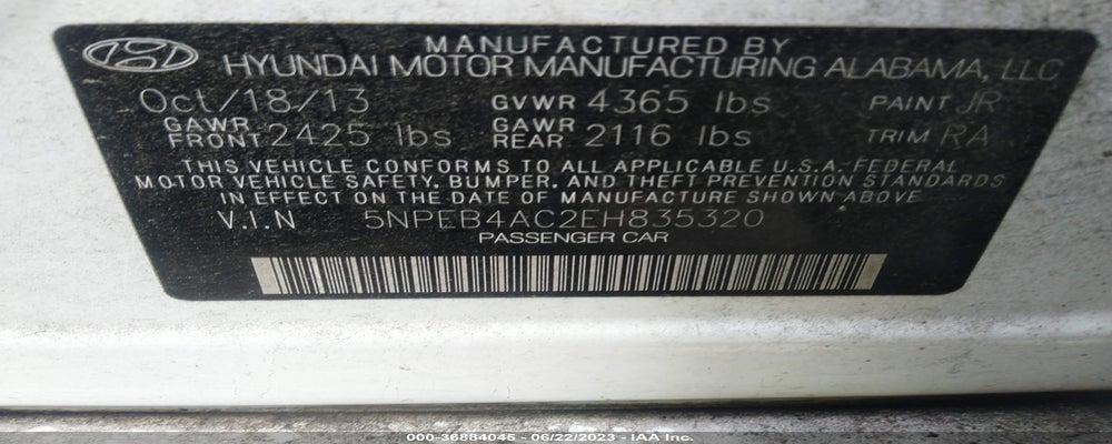 5NPEB4AC2EH835320 2014 HYUNDAI SONATA photo no. 9