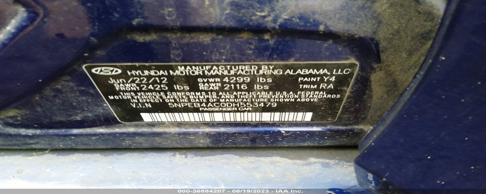 5NPEB4AC0DH553479 2013 HYUNDAI SONATA photo no. 9