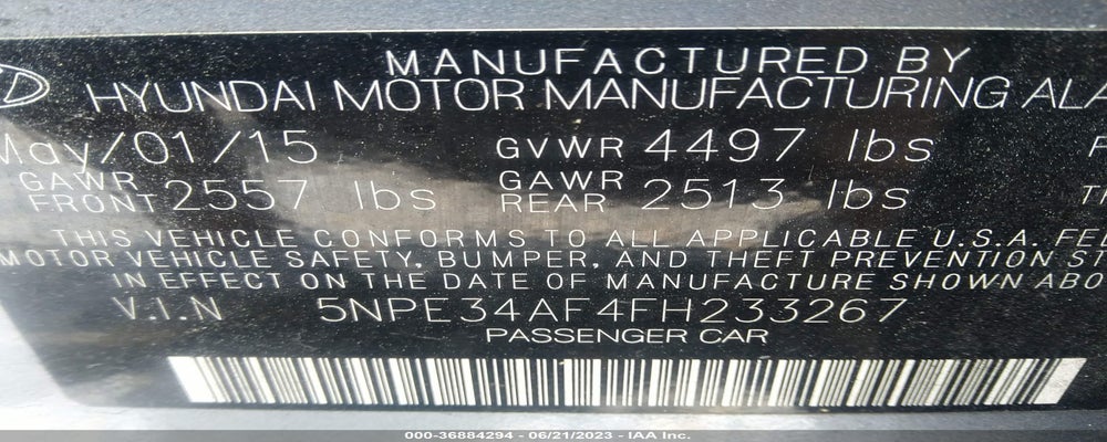 5NPE34AF4FH233267 2015 HYUNDAI SONATA photo no. 9