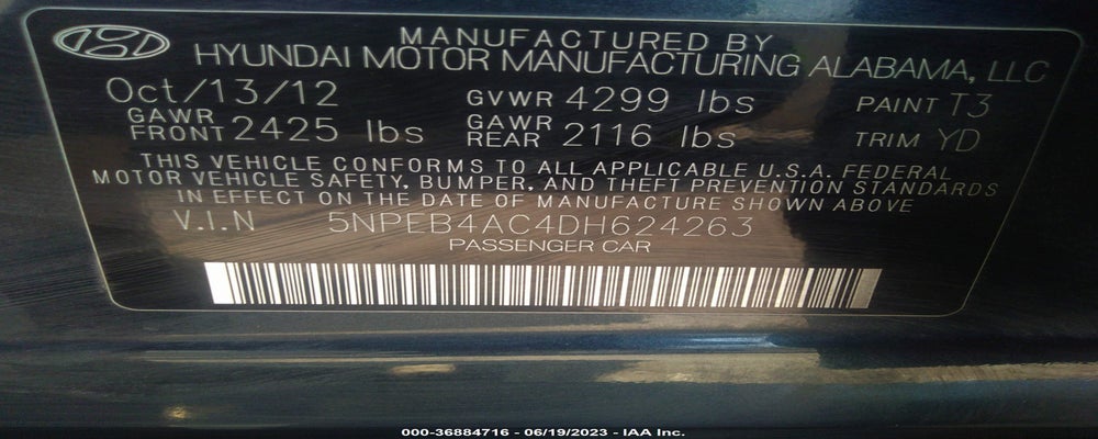 5NPEB4AC4DH624263 2013 HYUNDAI SONATA photo no. 9