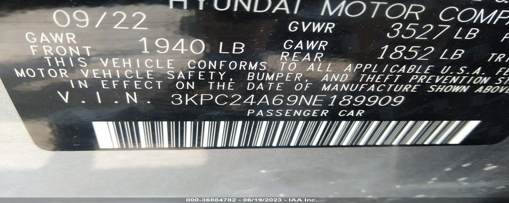 3KPC24A69NE189909 2022 HYUNDAI ACCENT photo no. 9