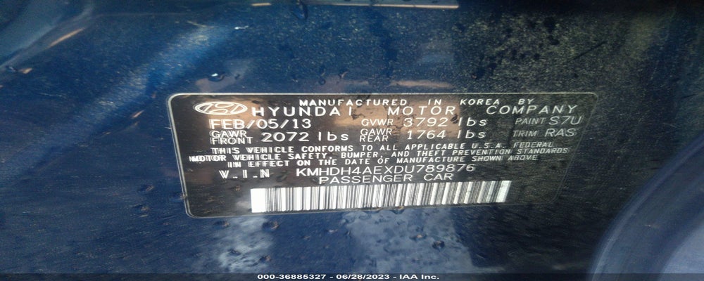 KMHDH4AEXDU789876 2013 HYUNDAI ELANTRA photo no. 9