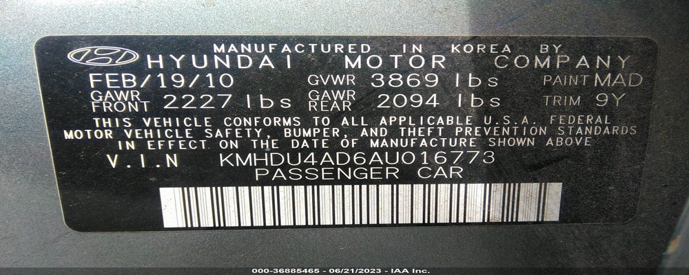KMHDU4AD6AU016773 2010 HYUNDAI ELANTRA photo no. 9