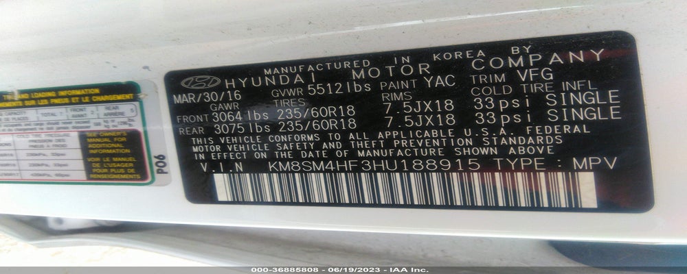KM8SM4HF3HU188915 2017 HYUNDAI SANTA FE photo no. 9