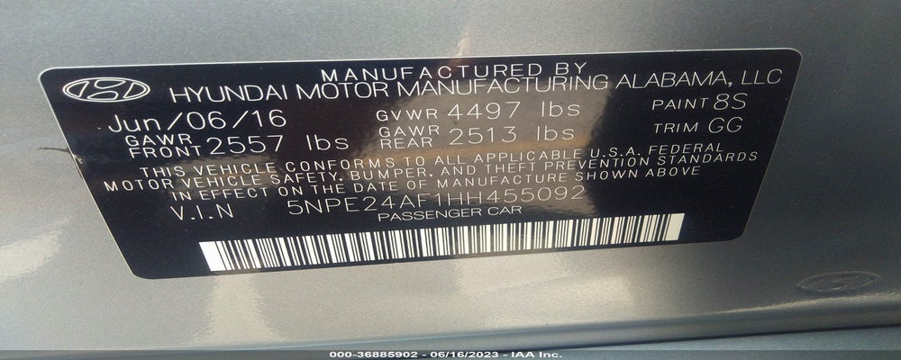 5NPE24AF1HH455092 2017 HYUNDAI SONATA photo no. 9