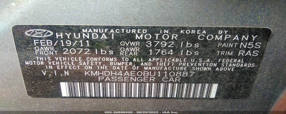 KMHDH4AE0BU110887 2011 HYUNDAI ELANTRA photo no. 9