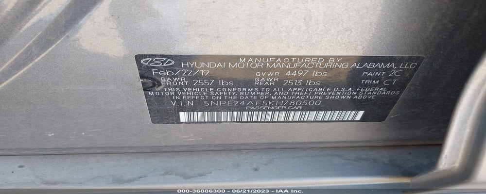 5NPE24AF5KH780500 2019 HYUNDAI SONATA photo no. 9