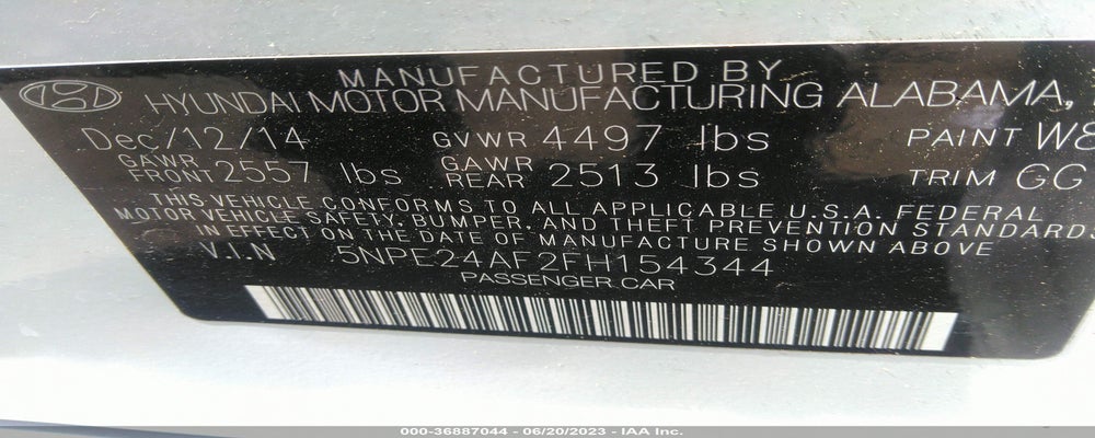 5NPE24AF2FH154344 2015 HYUNDAI SONATA photo no. 9