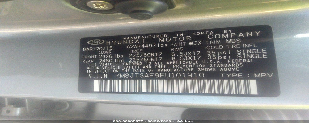 KM8JT3AF9FU101910 2015 HYUNDAI TUCSON photo no. 9