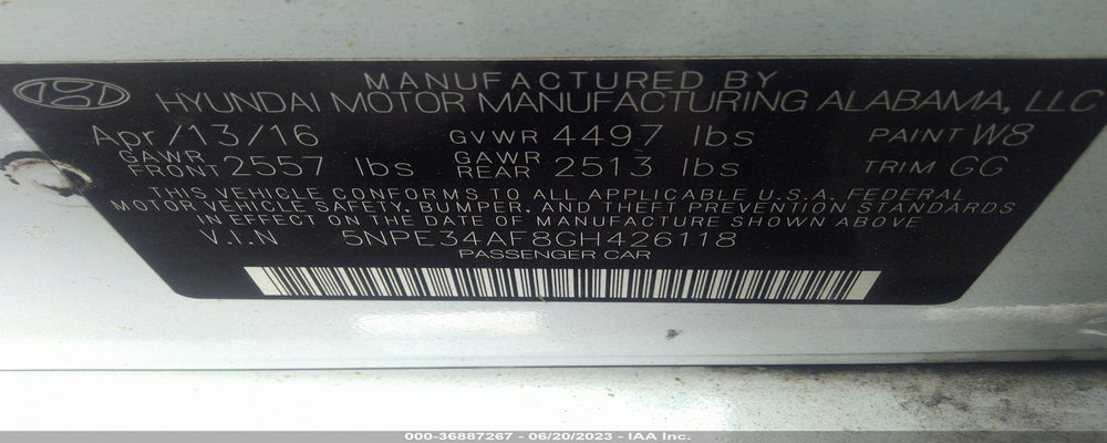 5NPE34AF8GH426118 2016 HYUNDAI SONATA photo no. 9