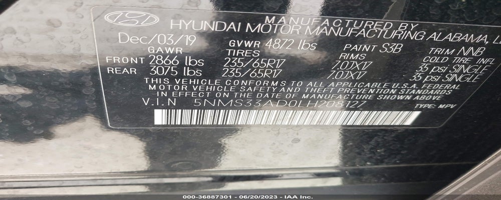 5NMS33AD0LH208127 2020 HYUNDAI SANTA FE photo no. 9