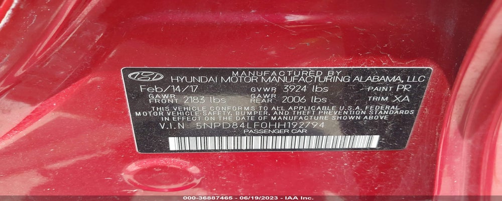5NPD84LF0HH192794 2017 HYUNDAI ELANTRA photo no. 9