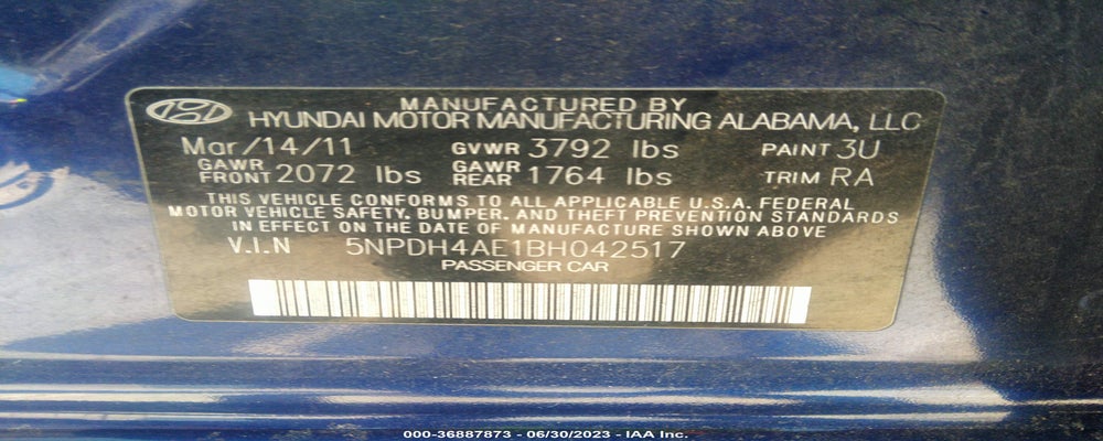5NPDH4AE1BH042517 2011 HYUNDAI ELANTRA photo no. 9