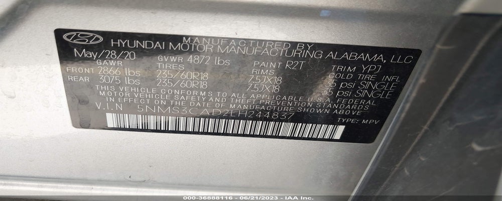 5NMS3CAD2LH244837 2020 HYUNDAI SANTA FE photo no. 9