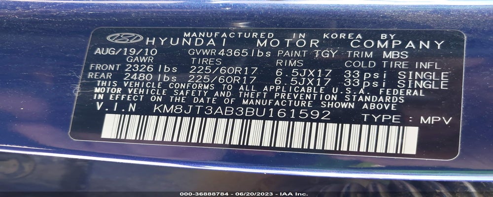 KM8JT3AB3BU161592 2011 HYUNDAI TUCSON photo no. 9
