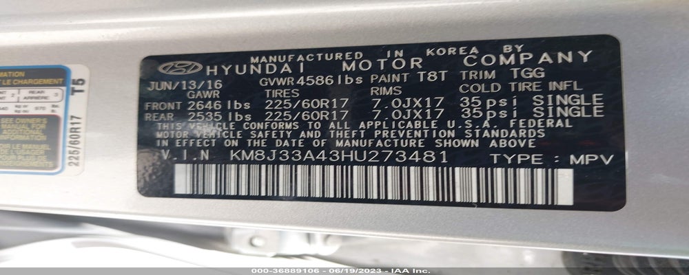 KM8J33A43HU273481 2017 HYUNDAI TUCSON photo no. 9