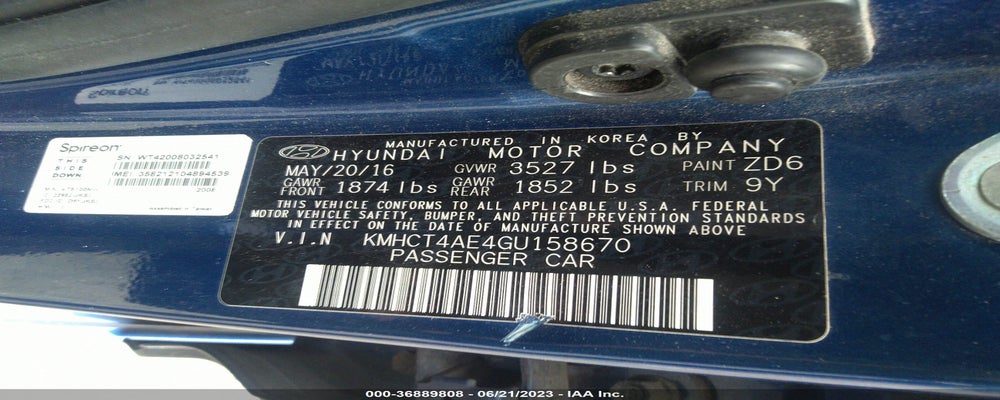 KMHCT4AE4GU158670 2016 HYUNDAI ACCENT photo no. 9