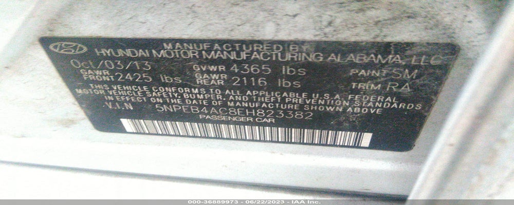 5NPEB4AC8EH823382 2014 HYUNDAI SONATA photo no. 9