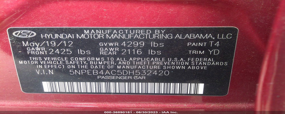 5NPEB4AC5DH532420 2013 HYUNDAI SONATA photo no. 9