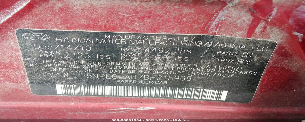 5NPEC4AB7BH215966 2011 HYUNDAI SONATA photo no. 9