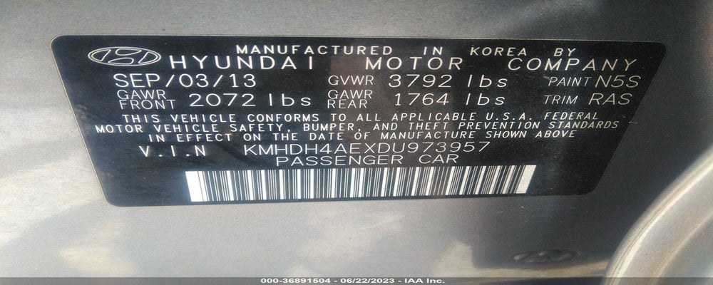 KMHDH4AEXDU973957 2013 HYUNDAI ELANTRA photo no. 9