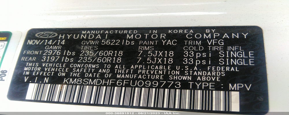 KM8SMDHF6FU099773 2015 HYUNDAI SANTA FE photo no. 9