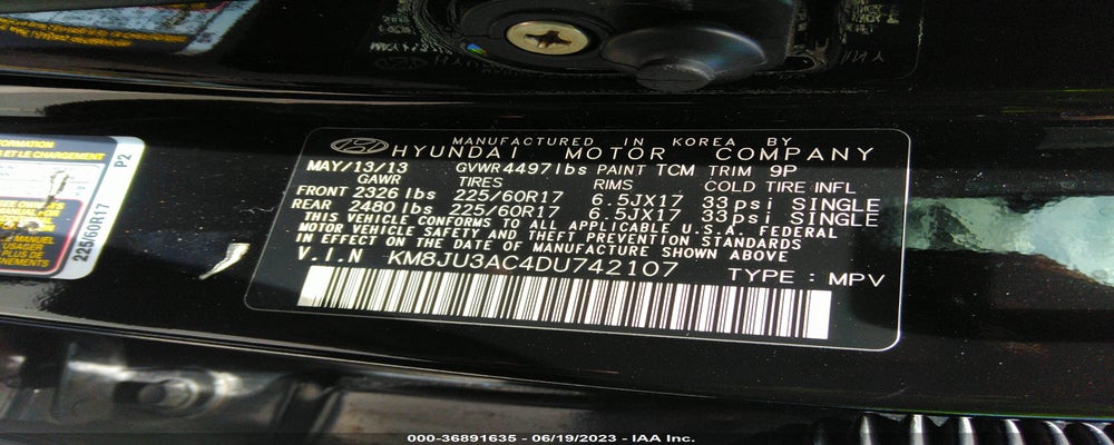 KM8JU3AC4DU742107 2013 HYUNDAI TUCSON photo no. 9