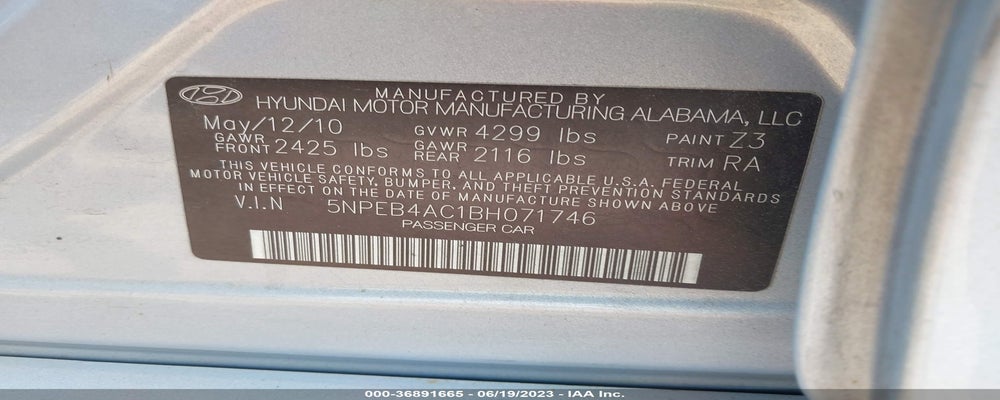 5NPEB4AC1BH071746 2011 HYUNDAI SONATA photo no. 9