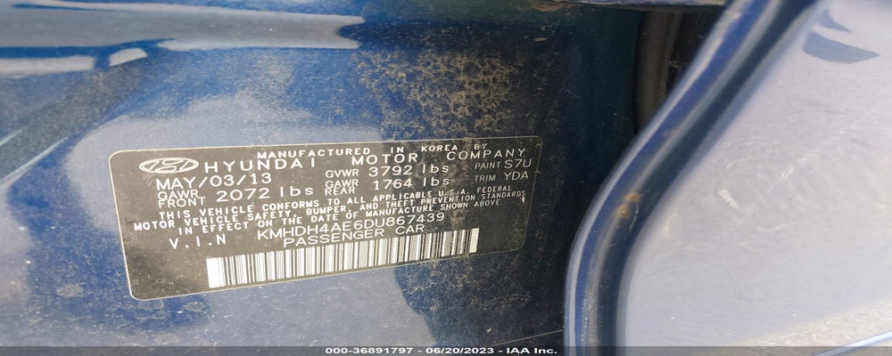 KMHDH4AE6DU867439 2013 HYUNDAI ELANTRA photo no. 9