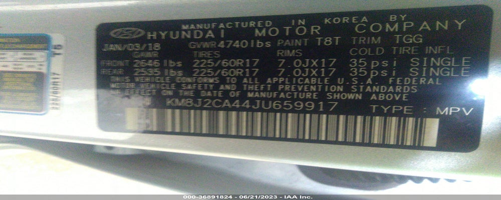 KM8J2CA44JU659917 2018 HYUNDAI TUCSON photo no. 9