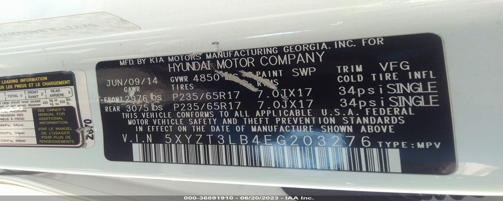 5XYZT3LB4EG203276 2014 HYUNDAI SANTA FE SPORT photo no. 9