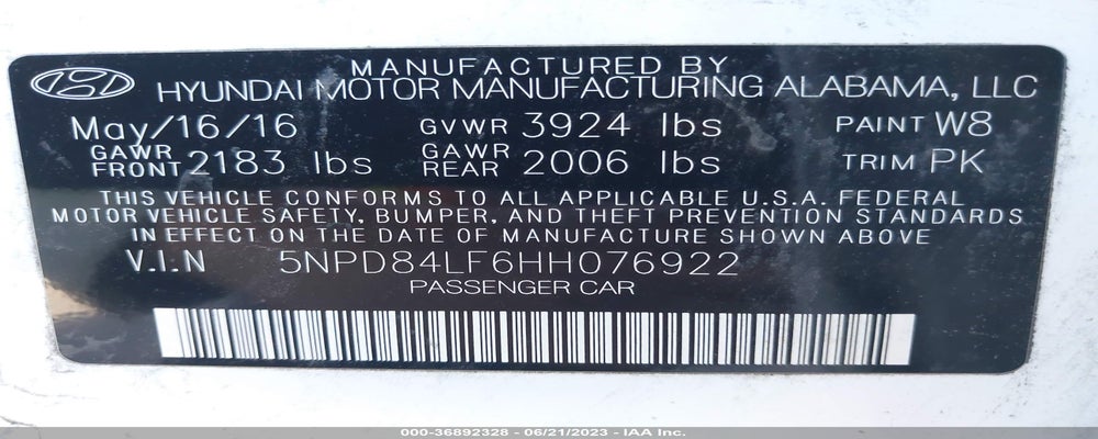 5NPD84LF6HH076922 2017 HYUNDAI ELANTRA photo no. 9