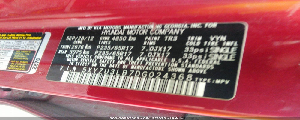 5XYZU3LB7DG024368 2013 HYUNDAI SANTA FE photo no. 9