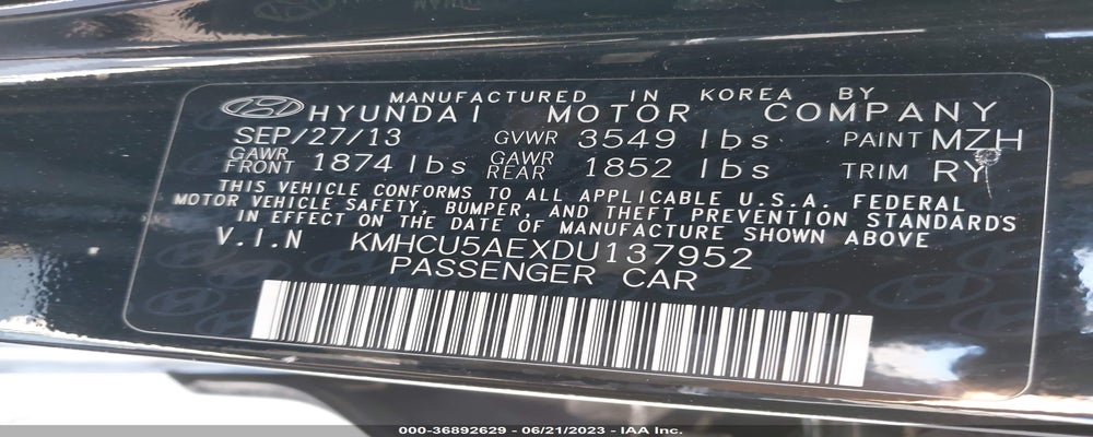 KMHCU5AEXDU137952 2013 HYUNDAI ACCENT photo no. 9