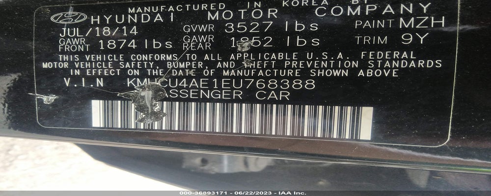 KMHCU4AE1EU768388 2014 HYUNDAI ACCENT photo no. 9