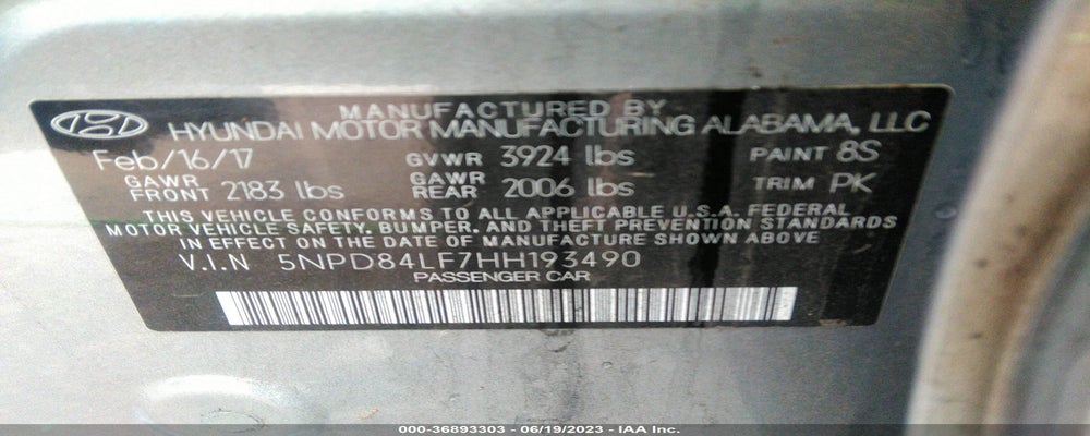 5NPD84LF7HH193490 2017 HYUNDAI ELANTRA photo no. 9