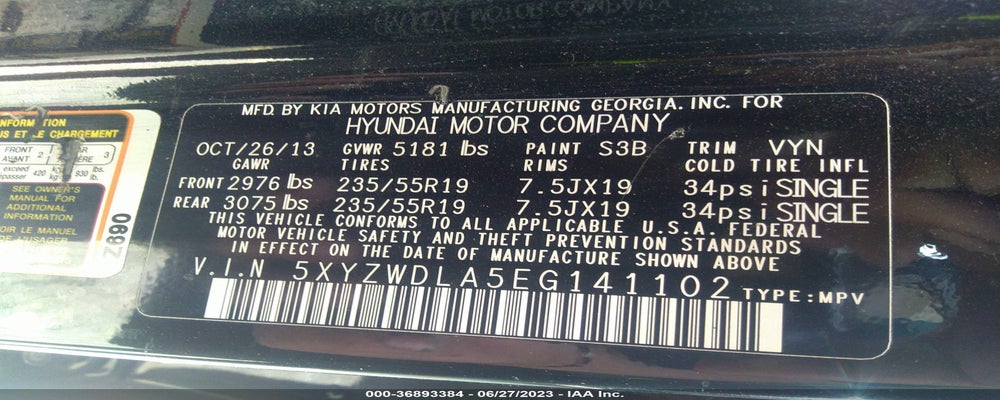 5XYZWDLA5EG141102 2014 HYUNDAI SANTA FE SPORT photo no. 9